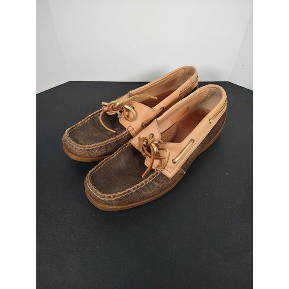 Ariat Shoes - Ariat 10012905 Yuma Peach & Brown Boat Oxford Lace Up Leather Womens Shoe Sz 8.5